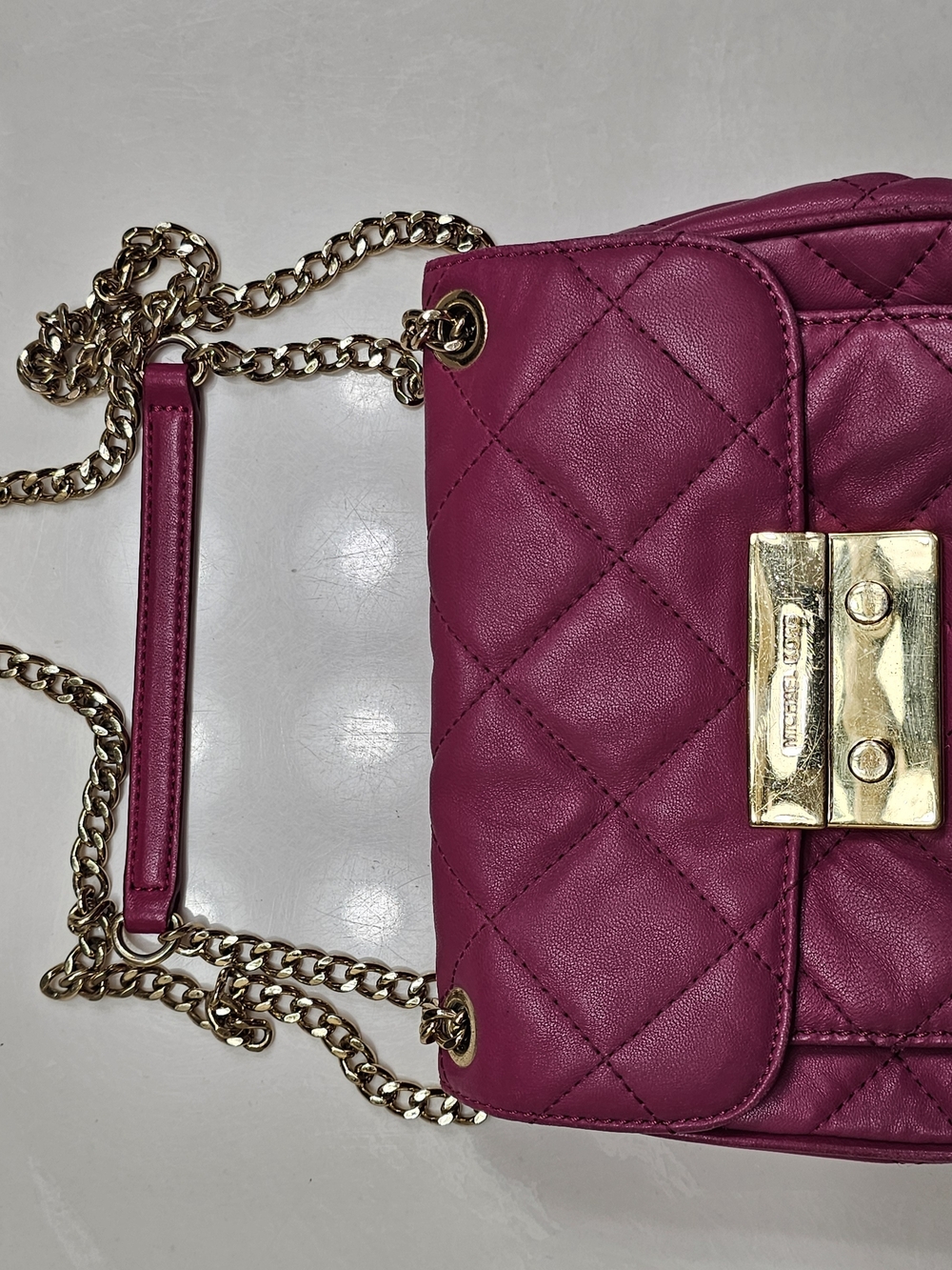 Micheal Kors Sloan Pink Crossbody With Gold Chain